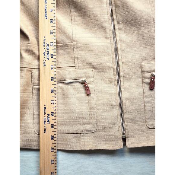 JACKET-ANNE KLEIN-Gold-Cotton Linen Blend-Zippers-Long Sleeves-Lined-Size SMALL - Picture 11 of 15